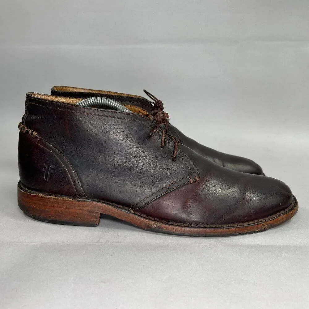 Frye Oliver Boots‎ Men's Size 9D Brown Leather Lace Up Casual Chukka Boots